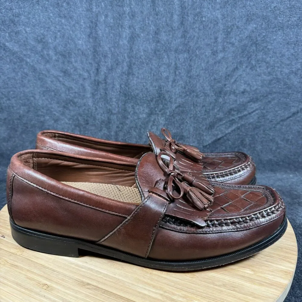 Johnston Murphy Halsey 20-2394 Men's Brown Woven Tassel Loafers Size 9.5 M‎